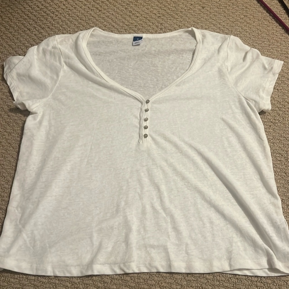 Medium Old Navy White Henley